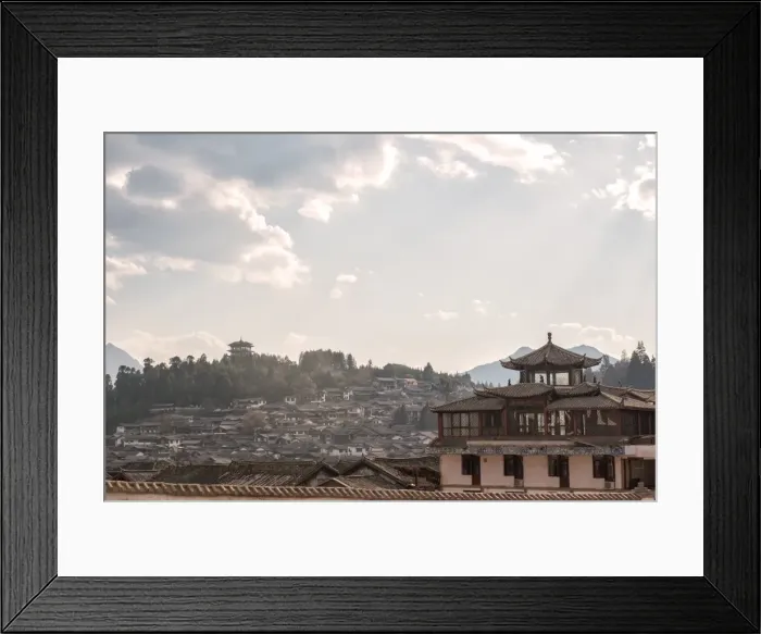 Framed Print : Lijiang architecture with Lion Hill and Wan Gu Tower, Lijiang, Yunnan, China, Asia Framed Print : Lijiang architecture with Lion Hill and Wan Gu Tower, Lijiang, Yunnan, China, Asia