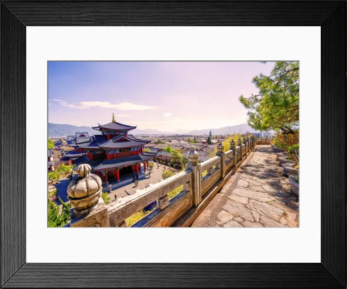 Framed Print : Mufu with surrounding Old Town, UNESCO World Heritage Site, as seen from a raised vantage point, Lijiang, Yunnan, China, Asia Framed Print : Mufu with surrounding Old Town, UNESCO World Heritage Site, as seen from a raised vantage point, Lijiang, Yunnan, China, Asia