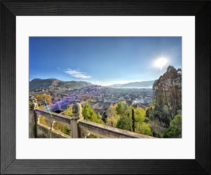 Framed Print : Dayan, the Old Town of Lijiang, and the hill towards the left is Xiangshan (Elephant Hill), Lijiang, Yunnan, China, Asia