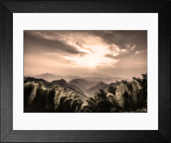 Framed Print : Misty mountains with Bamboo forest in a secluded region of Zhejiang, China, Asia Framed Print : Misty mountains with Bamboo forest in a secluded region of Zhejiang, China, Asia