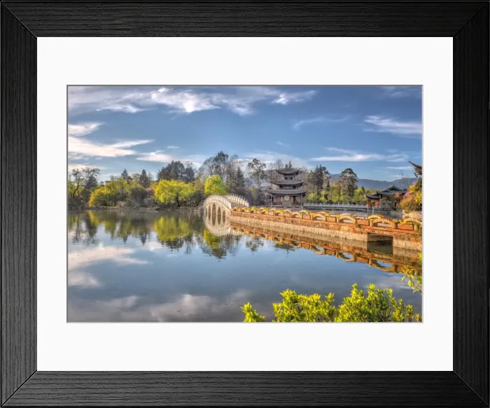 Framed Print : Moon Embracing Pagoda with Suocui Bridge in Lijiang, Yunnan, China, Asia Framed Print : Moon Embracing Pagoda with Suocui Bridge in Lijiang, Yunnan, China, Asia