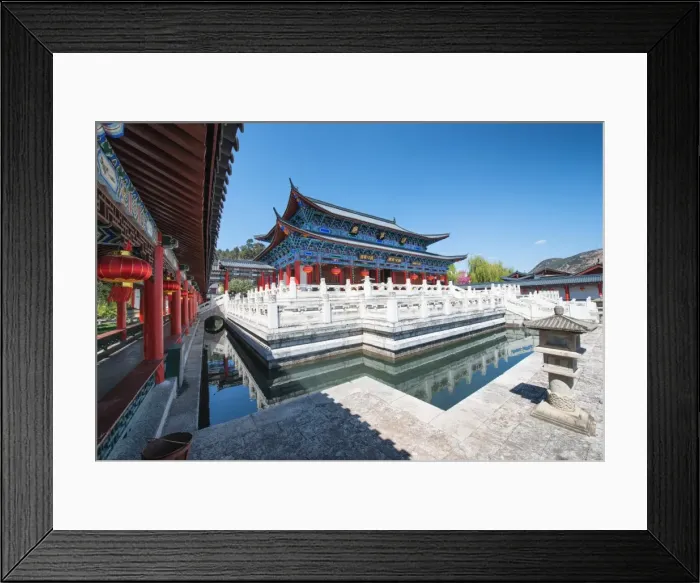 Framed Print : Wide angle image of one of the colorful main buildings at Mufu complex in Lijiang, Yunnan, China, Asia Framed Print : Wide angle image of one of the colorful main buildings at Mufu complex in Lijiang, Yunnan, China, Asia