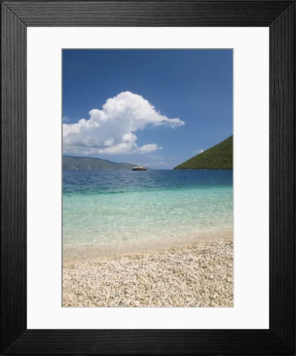 Framed Print : View from pebble beach across Antisamos Bay, Sami, Kefalonia (Kefallonia, Cephalonia), Ionian Islands, Greek Islands, Greece, Europe Framed Print : View from pebble beach across Antisamos Bay, Sami, Kefalonia (Kefallonia, Cephalonia), Ionian Islands, Greek Islands, Greece, Europe