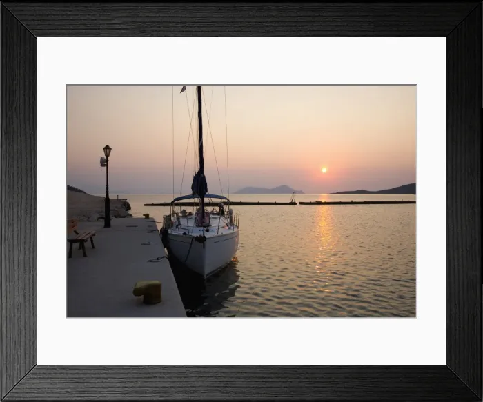 Framed Print : View across the harbour at sunrise, Frikes, Ithaca (Ithaki), Ionian Islands, Greece Framed Print : View across the harbour at sunrise, Frikes, Ithaca (Ithaki), Ionian Islands, Greece