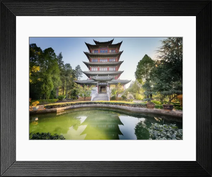 Framed Print : Pavilion of Everlasting Clarity with emerald pool, Lijiang, Yunnan, China, Asia Framed Print : Pavilion of Everlasting Clarity with emerald pool, Lijiang, Yunnan, China, Asia