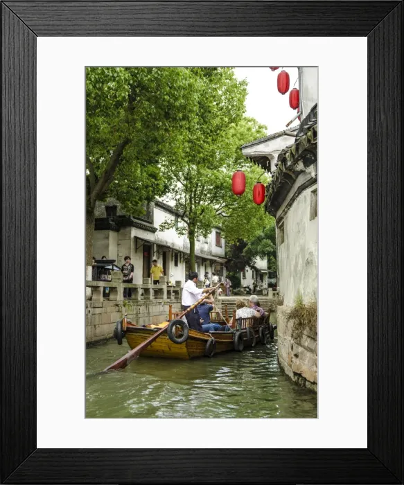 Framed Print : Chinese gondola in the water village of Tongli, Jiangsu, China, Asia