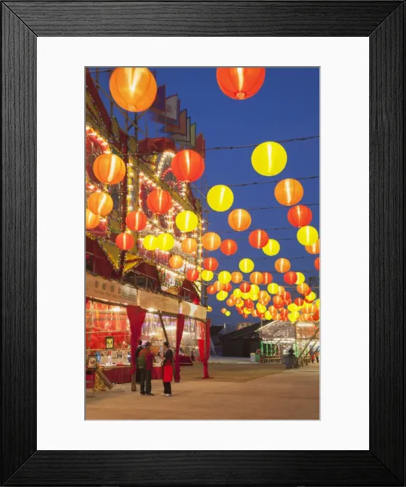 Framed Print : West Kowloon Bamboo Theatre at dusk, Kowloon, Hong Kong, China, Asia