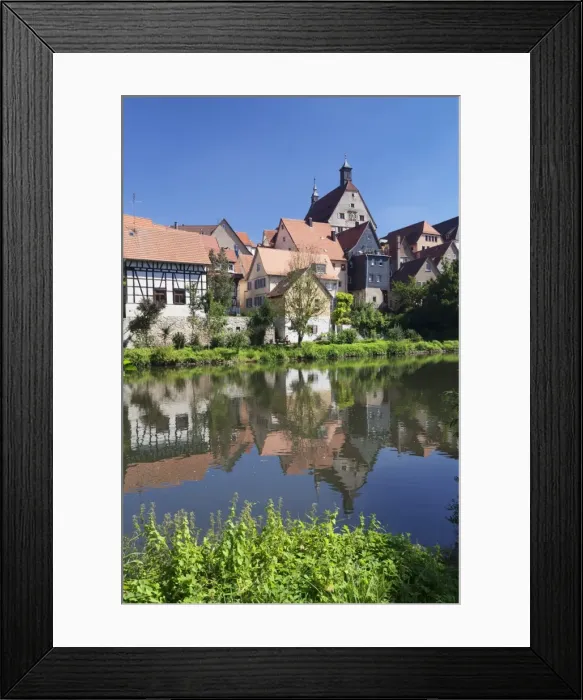 Framed Print : View over River Enz at the Old Town with Town Hall, Besigheim, Ludwigsburg District, Baden Wurttemberg, Germany, Europe Framed Print : View over River Enz at the Old Town with Town Hall, Besigheim, Ludwigsburg District, Baden Wurttemberg, Germany, Europe