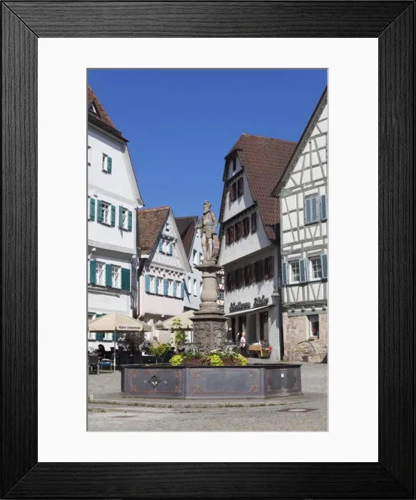 Framed Print : Fountain at market square with street cafe, Markgroningen, Ludwigsburg District, Baden Wurttemberg, Germany, Europe Framed Print : Fountain at market square with street cafe, Markgroningen, Ludwigsburg District, Baden Wurttemberg, Germany, Europe