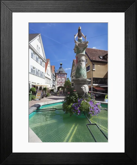 Framed Print : Fountain at Unteres Tor Tower, Old Town, Bietigheim-Bissingen, Ludwigsburg District, Baden Wurttemberg, Germany, Europe Framed Print : Fountain at Unteres Tor Tower, Old Town, Bietigheim-Bissingen, Ludwigsburg District, Baden Wurttemberg, Germany, Europe