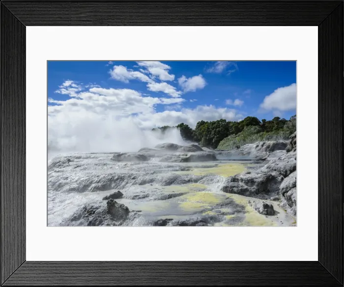 Framed Print : Geysirfield in the Te Puia Maori Cultural Center, Rotorura, North Island, New Zealand, Pacific Framed Print : Geysirfield in the Te Puia Maori Cultural Center, Rotorura, North Island, New Zealand, Pacific