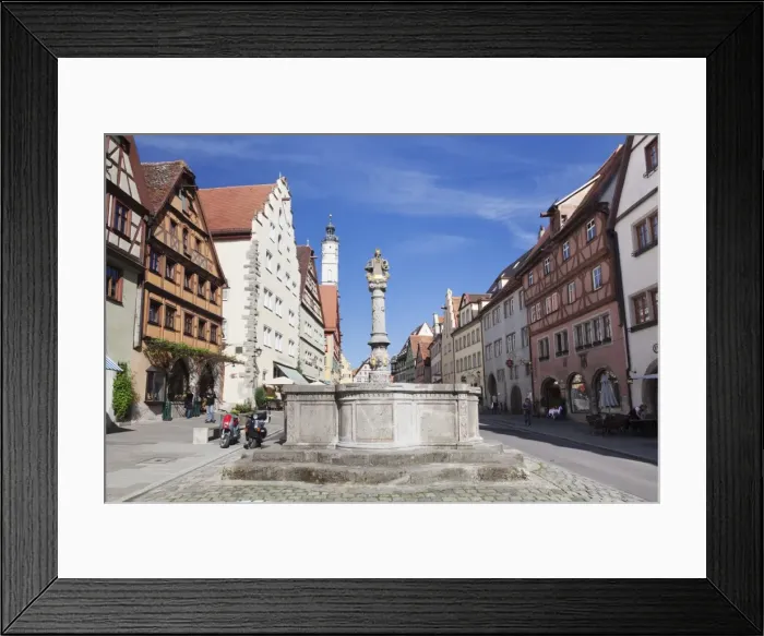 Framed Print : Fountain and tower of the townhall, Rothenburg ob der Tauber, Romantic Road (Romantische Strasse), Franconia, Bavaria, Germany Framed Print : Fountain and tower of the townhall, Rothenburg ob der Tauber, Romantic Road (Romantische Strasse), Franconia, Bavaria, Germany