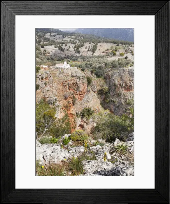 Framed Print : Agios Michaelis Church, Aradena Gorge, Lefka Ori Mountains, Aradena, South Crete, Crete, Greek Islands, Greece, Europe