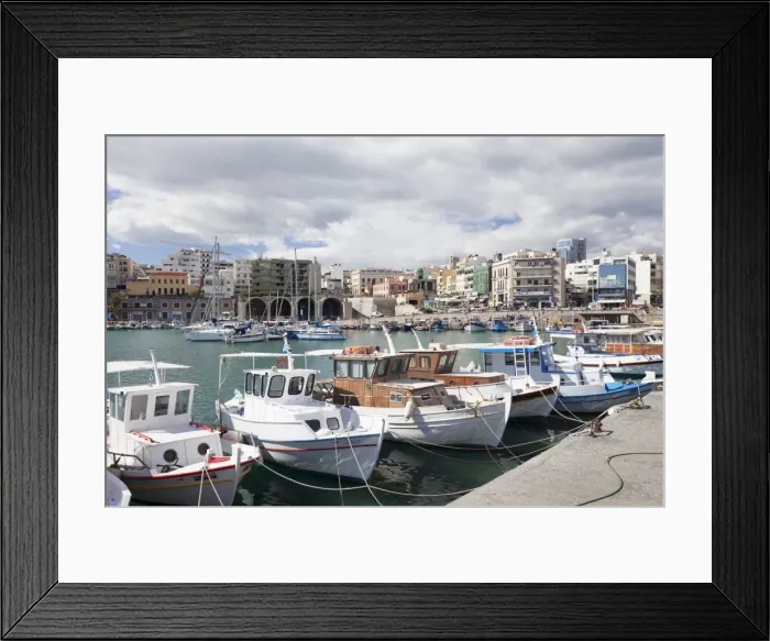 Framed Print : View from Venetian harbour, Iraklion (Heraklion) (Iraklio), Crete, Greek Islands, Greece, Europe Framed Print : View from Venetian harbour, Iraklion (Heraklion) (Iraklio), Crete, Greek Islands, Greece, Europe