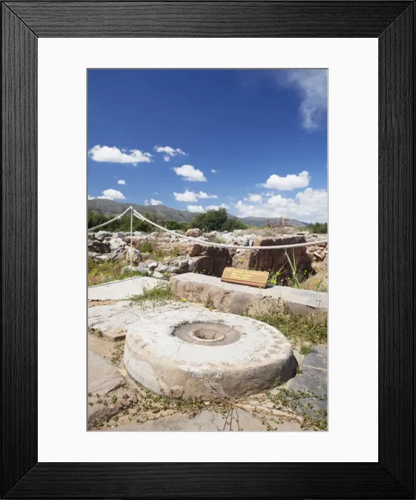 Framed Print : Kernos stone, Minoan Palace, excavation site, Malia, Heraklion, Crete, Greek Islands, Greece, Europe Framed Print : Kernos stone, Minoan Palace, excavation site, Malia, Heraklion, Crete, Greek Islands, Greece, Europe