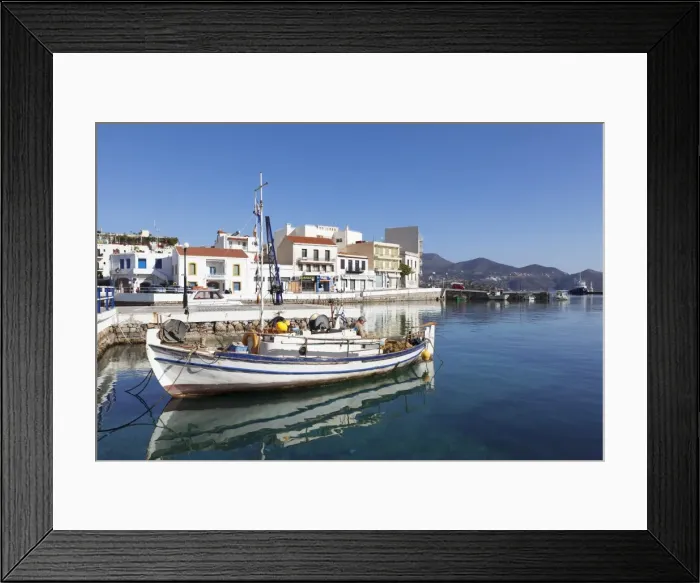 Framed Print : Fishing boat in the harbour, Agios Nikolaos, Lasithi, Crete, Greek Islands, Greece, Europe Framed Print : Fishing boat in the harbour, Agios Nikolaos, Lasithi, Crete, Greek Islands, Greece, Europe