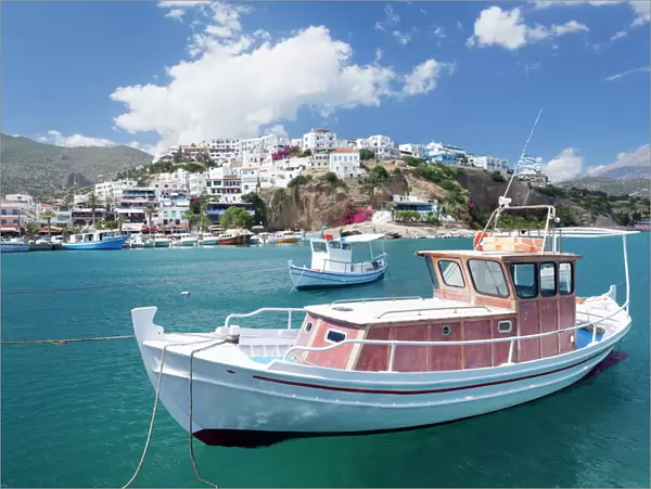 Fishing boat, harbour, Agia Galini, South Coast, Crete, Greek Islands, Greece, Europe