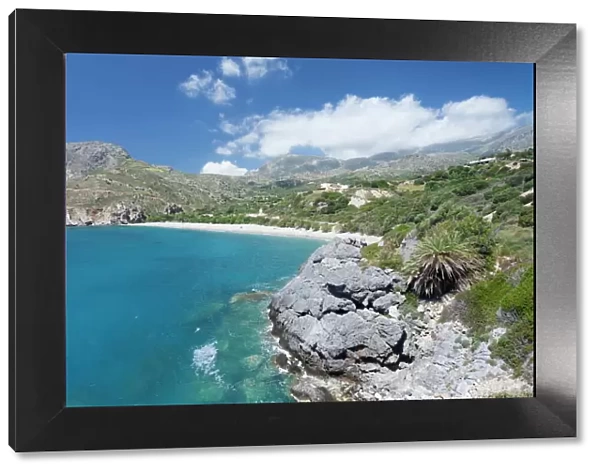 Bay and beach of Souda, Plakias, South Crete, Crete, Greek Islands, Greece, Europe