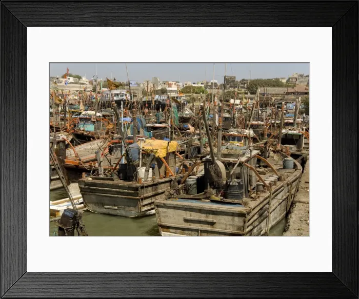Framed Print : Fishing boat harbour, Porbander, Gujarat, India, Asia Framed Print : Fishing boat harbour, Porbander, Gujarat, India, Asia