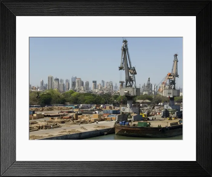 Framed Print : Main docks with the high-rises of the city centre beyond, Mumbai, India, Asia Framed Print : Main docks with the high-rises of the city centre beyond, Mumbai, India, Asia