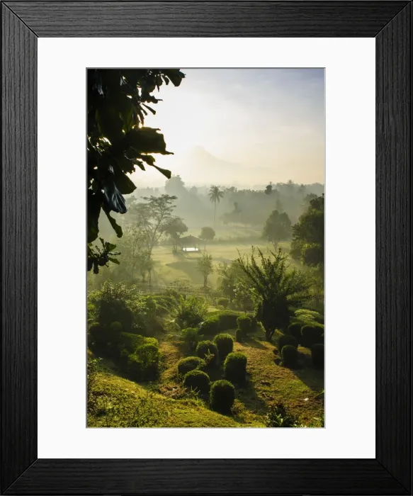 Framed Print : Early morning view of the countryside surrounding the temple complex of Borobodur, UNESCO World Heritage Site, Java, Indonesia, Southeast Asia, Asia Framed Print : Early morning view of the countryside surrounding the temple complex of Borobodur, UNESCO World Heritage Site, Java, Indonesia, Southeast Asia, Asia