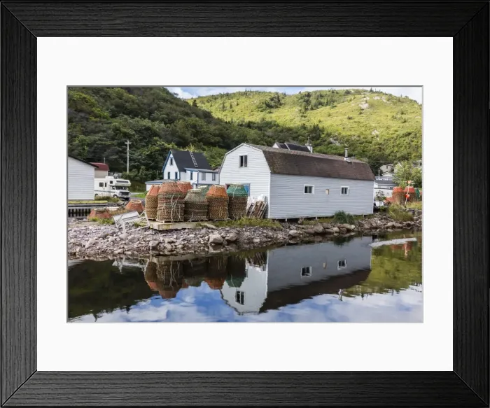 Framed Print : Small harbour with lobster traps outside St. Johns, Newfoundland, Canada, North America Framed Print : Small harbour with lobster traps outside St. Johns, Newfoundland, Canada, North America
