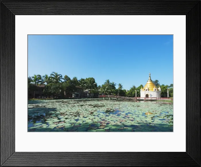 Framed Print : Lakeside stupa, Bago, Myanmar (Burma), Asia Framed Print : Lakeside stupa, Bago, Myanmar (Burma), Asia