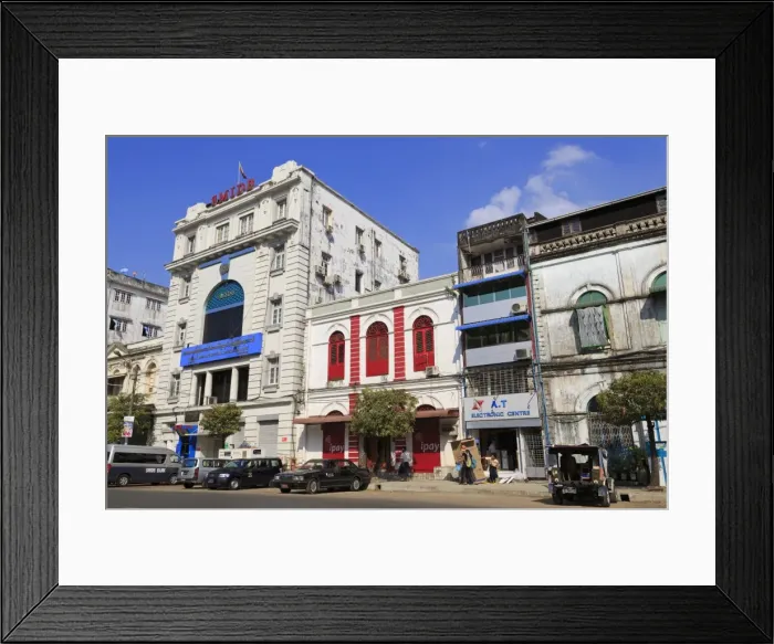 Framed Print : Pansodan Street, Yangon (Rangoon), Myanmar (Burma), Asia Framed Print : Pansodan Street, Yangon (Rangoon), Myanmar (Burma), Asia
