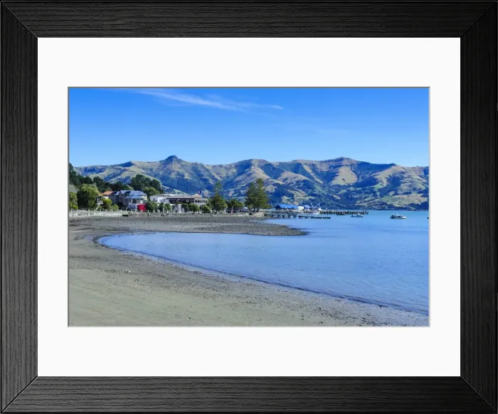 Framed Print : Sandy beach in Akaroa harbour, Banks Peninsula, Canterbury, South Island, New Zealand, Pacific Framed Print : Sandy beach in Akaroa harbour, Banks Peninsula, Canterbury, South Island, New Zealand, Pacific