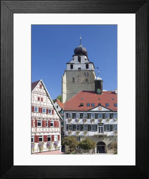 Framed Print : Stiftskirche Church and Town Hall at the Market Place, Herrenberg, Boblingen District, Baden Wurttemberg, Germany, Europe Framed Print : Stiftskirche Church and Town Hall at the Market Place, Herrenberg, Boblingen District, Baden Wurttemberg, Germany, Europe
