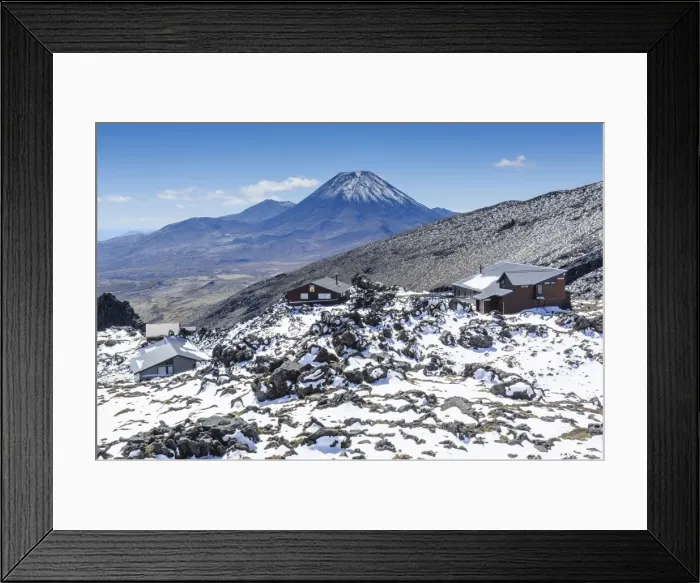 Framed Print : View from Mount Ruapehu of Mount Ngauruhoe with a ski cottage in the foreground, Tongariro National Park, UNESCO World Heritage Site, North Island, New Zealand, Pacific Framed Print : View from Mount Ruapehu of Mount Ngauruhoe with a ski cottage in the foreground, Tongariro National Park, UNESCO World Heritage Site, North Island, New Zealand, Pacific