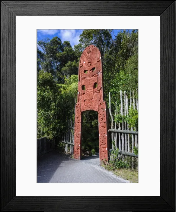 Framed Print : Wooden carved entrance at the Te Puia Maori Cultural Center, Rotorura, North Island, New Zealand, Pacific Framed Print : Wooden carved entrance at the Te Puia Maori Cultural Center, Rotorura, North Island, New Zealand, Pacific
