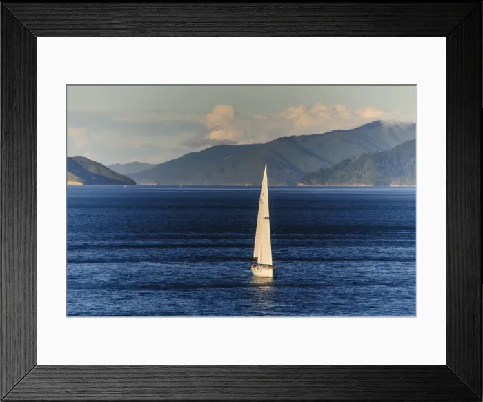 Framed Print : Sailing boat in the fjords around Picton, Marlborough Region, South Island, New Zealand, Pacific Framed Print : Sailing boat in the fjords around Picton, Marlborough Region, South Island, New Zealand, Pacific