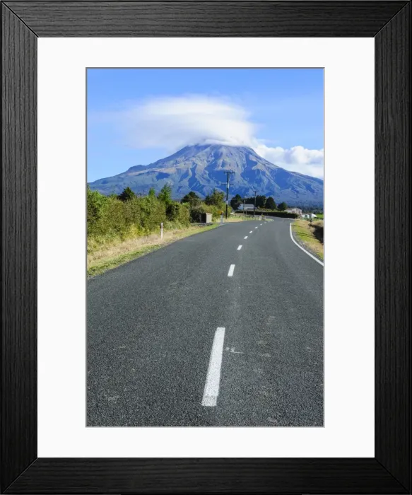 Framed Print : Road leading to Mount Taranaki, North Island, New Zealand, Pacific Framed Print : Road leading to Mount Taranaki, North Island, New Zealand, Pacific