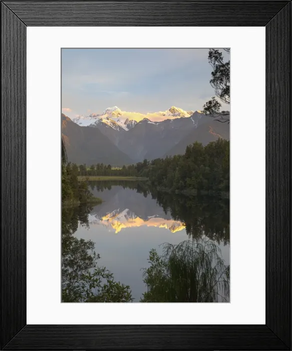 Framed Print : Lake Matheson with Mount Cook and Mount Tasman, West Coast, South Island, New Zealand, Pacific Framed Print : Lake Matheson with Mount Cook and Mount Tasman, West Coast, South Island, New Zealand, Pacific