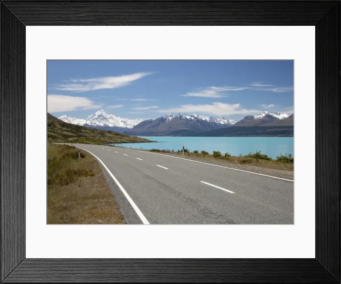 Framed Print : Mount Cook and Lake Pukaki with empty Mount Cook Road, Mount Cook National Park, UNESCO World Heritage Site, Canterbury region, South Island, New Zealand, Pacific Framed Print : Mount Cook and Lake Pukaki with empty Mount Cook Road, Mount Cook National Park, UNESCO World Heritage Site, Canterbury region, South Island, New Zealand, Pacific