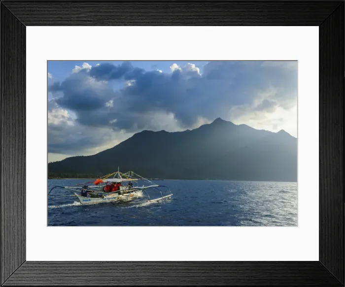 Framed Print : Outrigger cruising on the waters around the New wonder of the world and UNESCO World Heritage Site, the Puerto Princesa underground river, Palawan, Philippines, Southeast Asia, Asia Framed Print : Outrigger cruising on the waters around the New wonder of the world and UNESCO World Heritage Site, the Puerto Princesa underground river, Palawan, Philippines, Southeast Asia, Asia