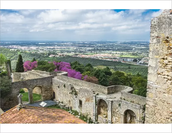 View from Palmela castle over the Serra da Arrabida, Setubal Peninsula, Lisbon Coast, Portugal, Europe