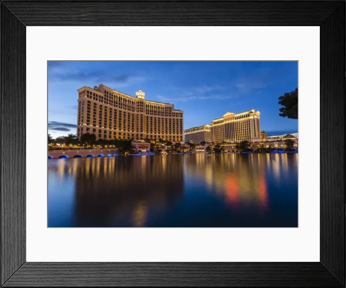 Framed Print : Bellagio and Caesars Palace reflections at dusk, The Strip, Las Vegas, Nevada, United States of America, North America Framed Print : Bellagio and Caesars Palace reflections at dusk, The Strip, Las Vegas, Nevada, United States of America, North America