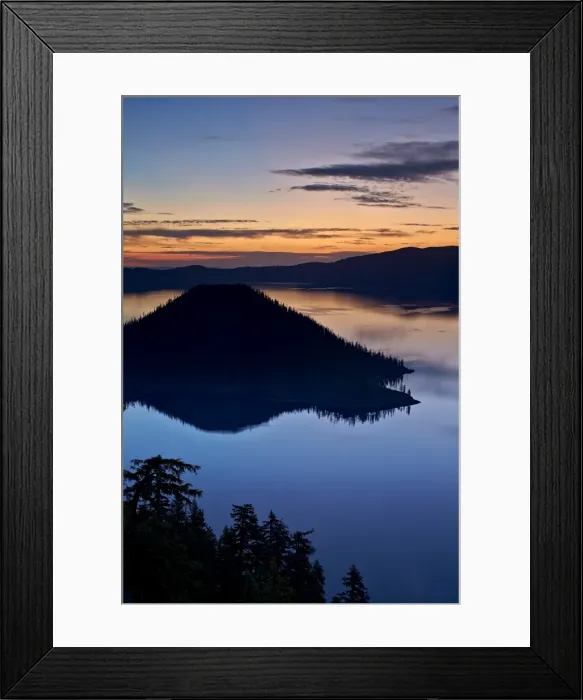 Framed Print : Crater Lake and Wizard Island at dawn, Crater Lake National Park, Oregon, United States of America, North America Framed Print : Crater Lake and Wizard Island at dawn, Crater Lake National Park, Oregon, United States of America, North America