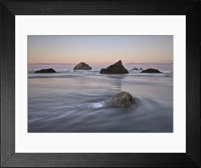 Framed Print : Rock, sea stacks and waves at dawn, Bandon Beach, Oregon, United States of America, North America Framed Print : Rock, sea stacks and waves at dawn, Bandon Beach, Oregon, United States of America, North America