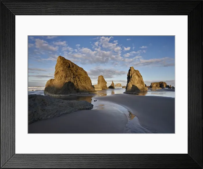 Framed Print : Sea stacks and clouds, Bandon Beach, Oregon, United States of America, North America Framed Print : Sea stacks and clouds, Bandon Beach, Oregon, United States of America, North America