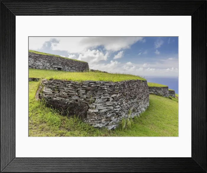 Framed Print : One of 53 stone masonry houses at Orongo, a stone village and Birdman ceremonial Framed Print : One of 53 stone masonry houses at Orongo, a stone village and Birdman ceremonial
