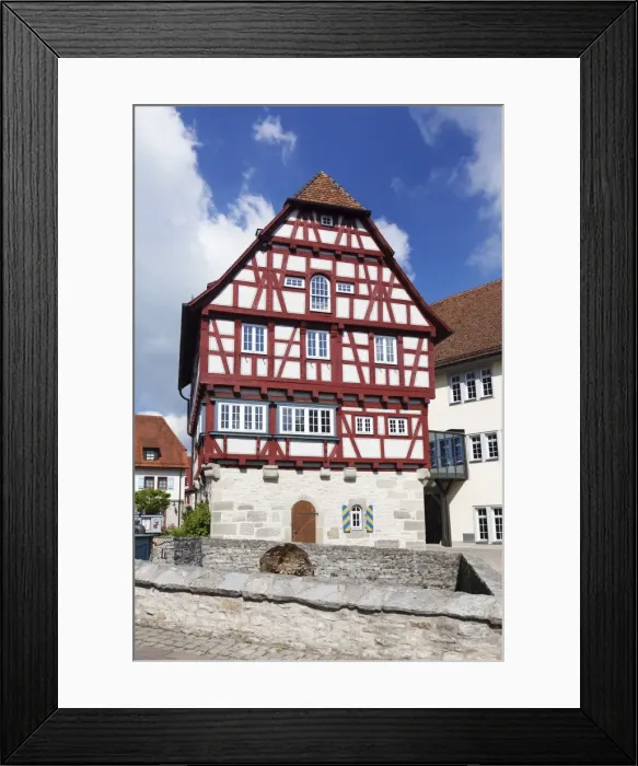 Framed Print : Half timbered house, town hall, old town, Vellberg, Hohenlohe Region, Baden Wurttemberg, Germany, Europe Framed Print : Half timbered house, town hall, old town, Vellberg, Hohenlohe Region, Baden Wurttemberg, Germany, Europe