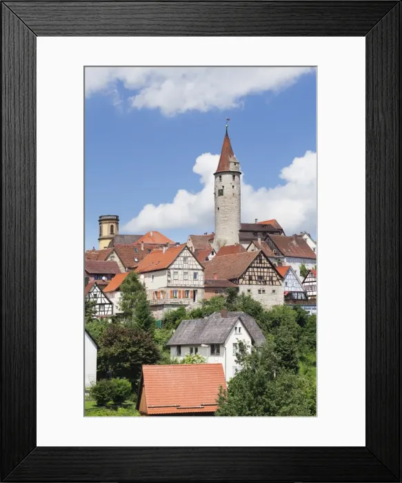 Framed Print : Stadtturm Tower, Half Timbered Houses, Kirchberg an der Jagst, Hohenlohe Region, Baden Wurttemberg, Germany Framed Print : Stadtturm Tower, Half Timbered Houses, Kirchberg an der Jagst, Hohenlohe Region, Baden Wurttemberg, Germany