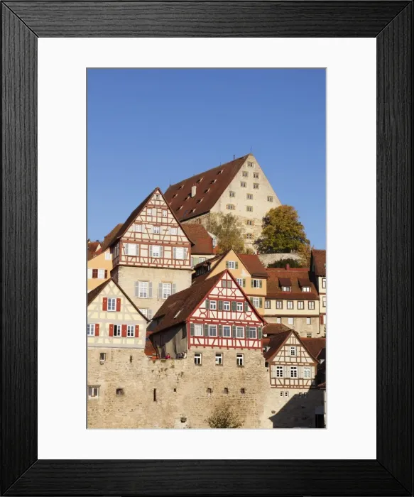 Framed Print : Half-timbered houses, Schwaebisch Hall, Hohenlohe, Baden Wurttemberg, Germany, Europe