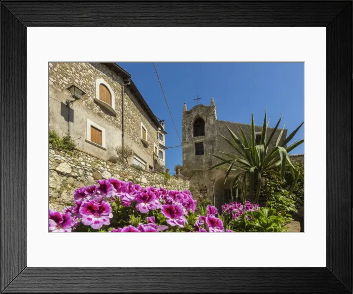 Framed Print : The Church of St. George dating from 1450 at this pretty castle village high above Taormina, Castelmola, Catania Province, Sicily, Italy, Mediterranean, Europe Framed Print : The Church of St. George dating from 1450 at this pretty castle village high above Taormina, Castelmola, Catania Province, Sicily, Italy, Mediterranean, Europe