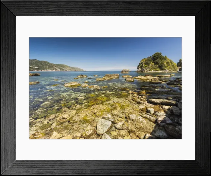 Framed Print : Baia Delle Sirene bay on the north shore of this popular north east tourist town, Taormina, Catania Province, Sicily, Italy, Mediterranean, Europe Framed Print : Baia Delle Sirene bay on the north shore of this popular north east tourist town, Taormina, Catania Province, Sicily, Italy, Mediterranean, Europe