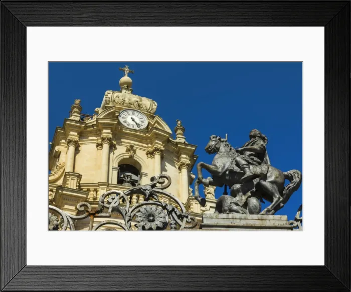 Framed Print : St. George statue at San Giorgio Cathedral (Duomo of Ibla) dating from 1738 in historic Baroque Town, UNESCO World Heritage Site, Ibla, Ragusa, Ragusa Province, Sicily, Italy, Mediterranean, Europe Framed Print : St. George statue at San Giorgio Cathedral (Duomo of Ibla) dating from 1738 in historic Baroque Town, UNESCO World Heritage Site, Ibla, Ragusa, Ragusa Province, Sicily, Italy, Mediterranean, Europe