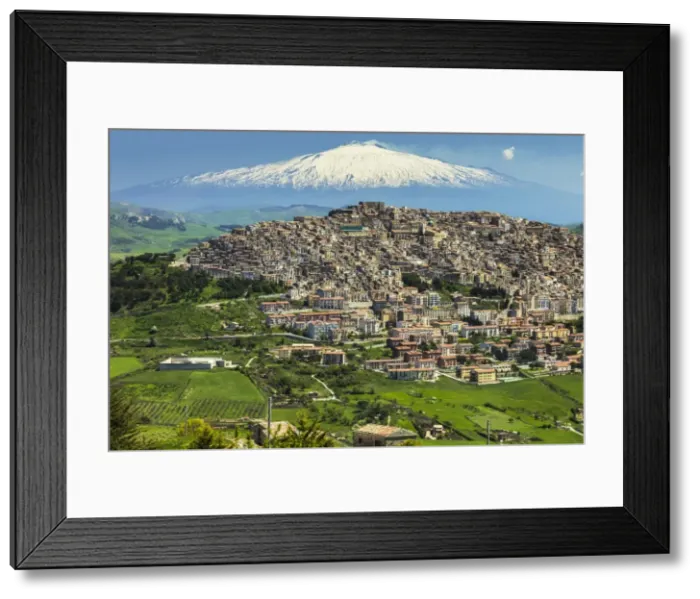 Framed Print : Hill town with backdrop of snowy volcano Mount Etna, Gangi, Palermo Province, Sicily, Italy, Mediterranean, Europe Framed Print : Hill town with backdrop of snowy volcano Mount Etna, Gangi, Palermo Province, Sicily, Italy, Mediterranean, Europe